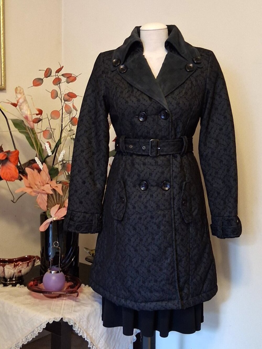 I.AM.GIA Tailored Classic Double-breasted Winter Coats Floral Lined Trench Coat